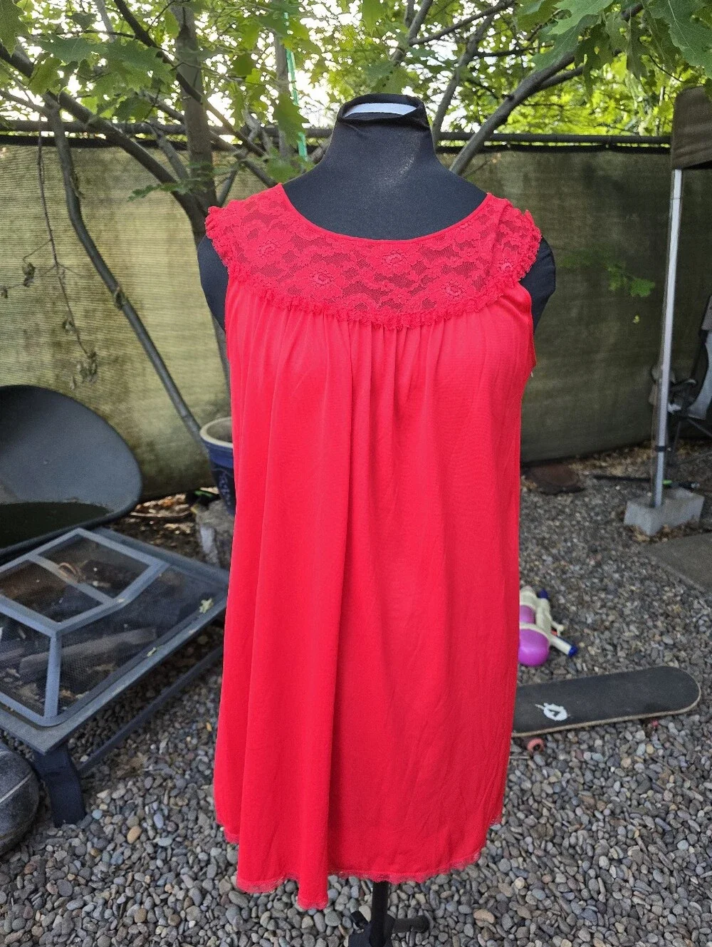 Vtg 60's Red Sheer Nylon Peignoir Robe and Slip Dress Coquette PinUp Old Glamour - Picture 2 of 12